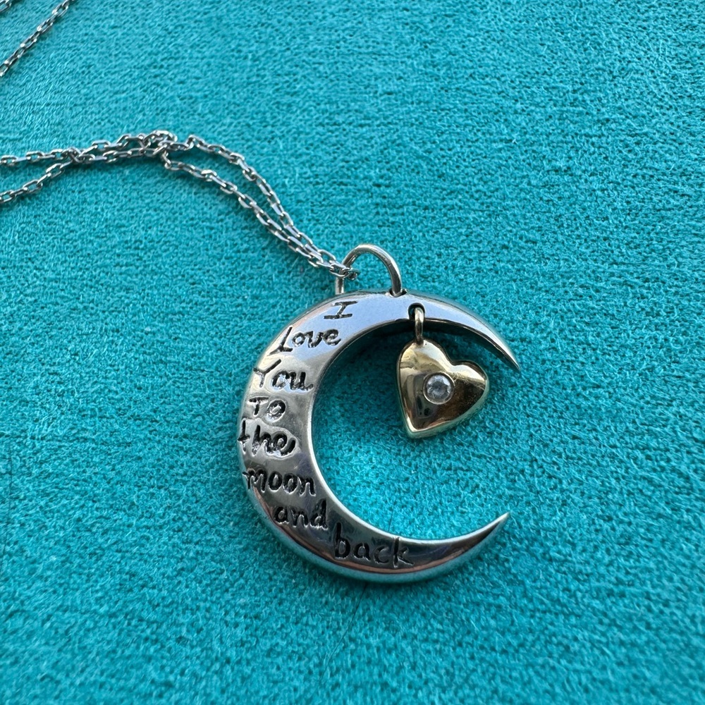 I love you to the moon and back silver necklace
